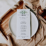Menu Calligraphie Minimaliste Dîner Eucalyptus Vert<br><div class="desc">Cette carte minimaliste calligraphie vert eucalyptus dîner carte est parfaite pour un mariage rustique. Le design est composé d'eucalyptus vert aquarelle peint à la main,  d'une beauté naturelle inspirante. Ce menu peut être utilisé pour une réception de mariage,  un dîner de répétition,  une douche nuptiale ou tout événement.</div>