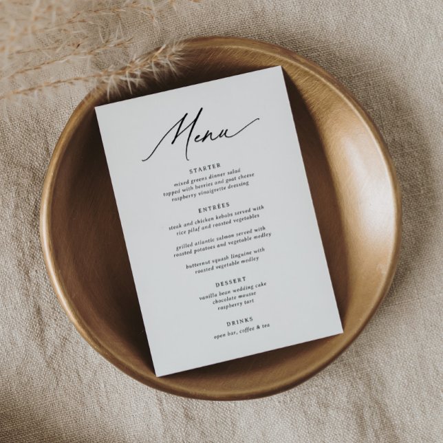Menu Calligraphie minimaliste moderne 5 x 7 Mariage (Créateur téléchargé)