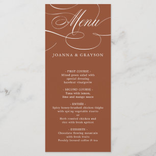 Menu Calligraphie moderne Mariage en terre cuite intemp
