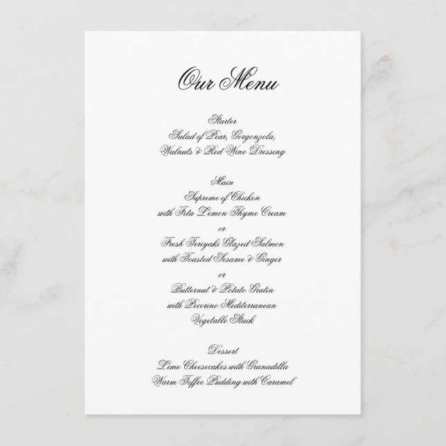 Menu Calligraphie Monogramme noir et blanc Mariage offi (Devant)