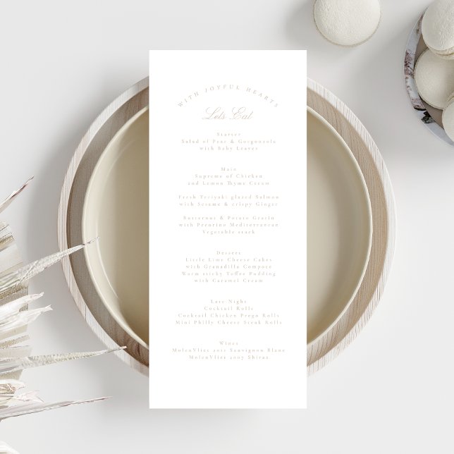 Menu Calligraphie rose pâle classique Mariage officiel (Créateur téléchargé)