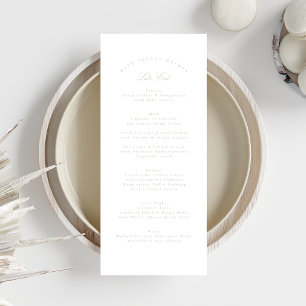 Menu Calligraphie rose pâle classique Mariage officiel