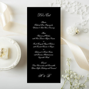 Menu Calligraphy Monogram Black & White Formal Wedding