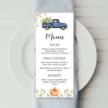 Menu Camion bleu, menu imprimable citrouille modif