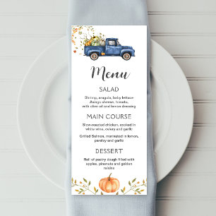 Menu Camion bleu, menu imprimable citrouille modif