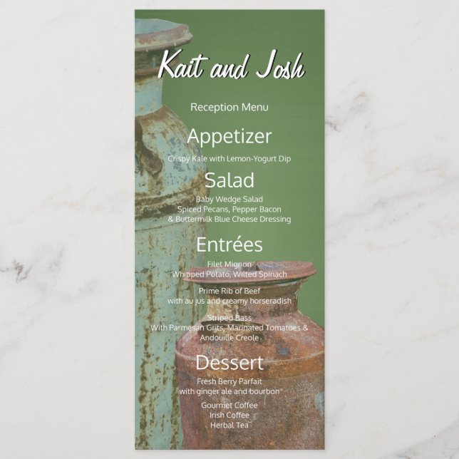 Menu Canettes de lait Métal Vintage Monogramme d'antiqu (Devant)