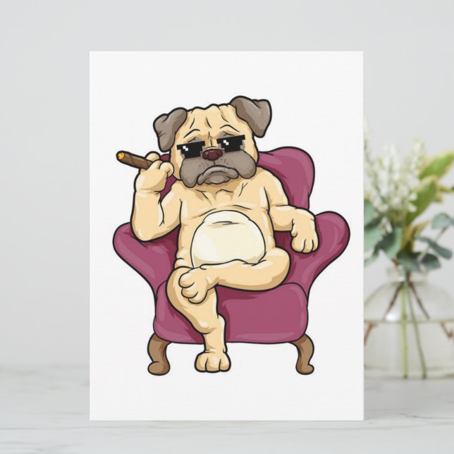 Menu Carlin Fumer Cigar | Chien Carlin vraiment Cool (Debout devant)