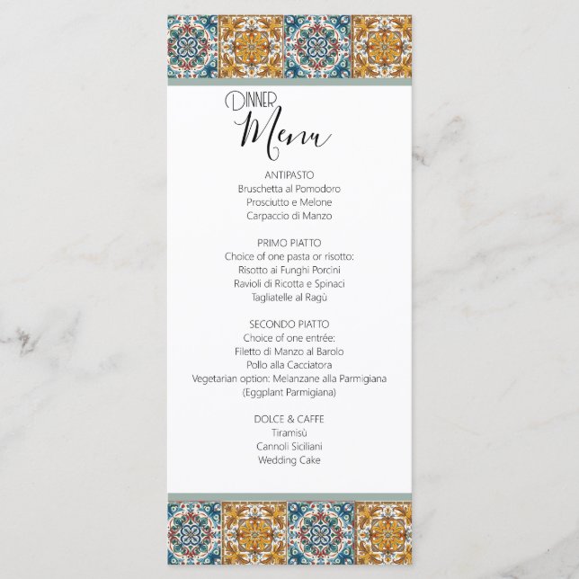Menu Carrelage italien romantique Destination Mariage (Devant)