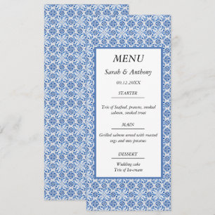 Menu Carrelage portugais Bleu Élégant Mariage Nourritur