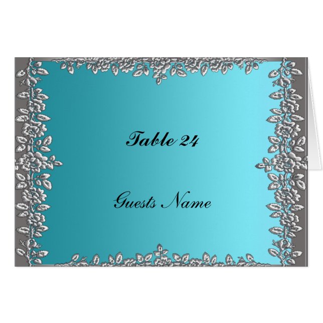 Menu Carte de Placement de Table Sarcelle (Devant horizontal)
