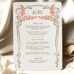 Menu Carte Mariage Vintage Minimaliste Art Nouveau<br><div class="desc">Carte menu de style Art Nouveau pour votre mariage à thème vintage dans un design floral, romantique et fantaisiste. Les plats classiques complètent les polices art déco classiques. Entrez vos informations personnalisées, et vous avez terminé. Si vous souhaitez modifier la conception, cliquez sur le bouton bleu "Customiser". Merci tellement pour...</div>