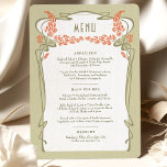Menu Carte Mariage Vintage Minimaliste Art Nouveau<br><div class="desc">Carte menu de style Art Nouveau pour votre mariage à thème vintage dans un design floral, romantique et fantaisiste. Les plats classiques complètent les polices art déco classiques. Entrez vos informations personnalisées, et vous avez terminé. Si vous souhaitez modifier la conception, cliquez sur le bouton bleu "Customiser". Merci tellement pour...</div>