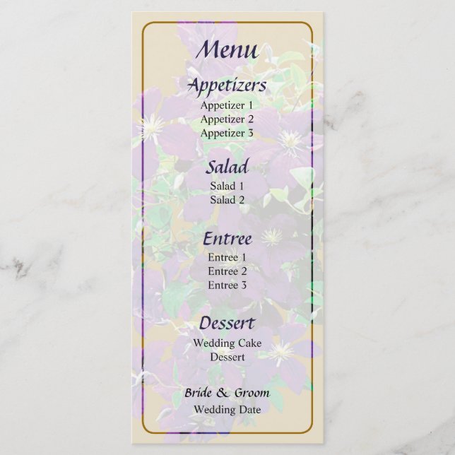 Menu Cascade de Clematis Menu... (Devant)