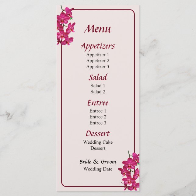 Menu Cascade d'Orchidées Magenta Menu... (Devant)