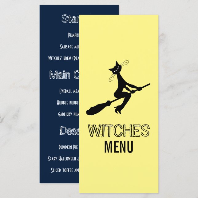 Menu Cat On Broomstick Party (Devant / Derrière)
