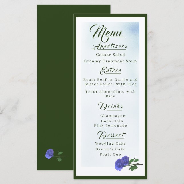 Menu catholique Misty-Blue et Mariage vert (Devant / Derrière)