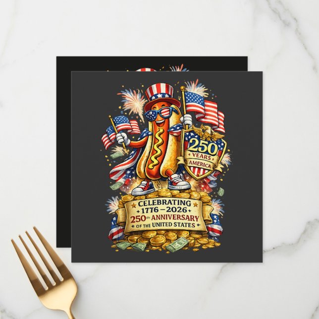 Menu Célébration du 250e anniversaire de l'indépendance (Devant/Arrière en situation)