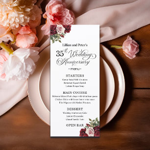 Menu Célébration élégante de fleurs pour 35e anniversai