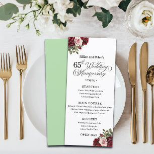 Menu Célébration élégante de fleurs pour les 65 ans de