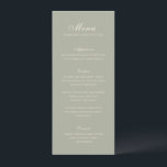 Menu Celine Muted Green Mariage élégant<br><div class="desc">Menus mariages classiques,  au design simple et intemporel,  avec script élégant et polices serif traditionnelles.</div>