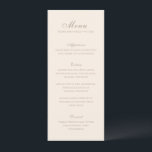 Menu Celine Sandy Neutrals Mariage élégant<br><div class="desc">Menus mariages classiques,  au design simple et intemporel,  avec script élégant et polices serif traditionnelles.</div>