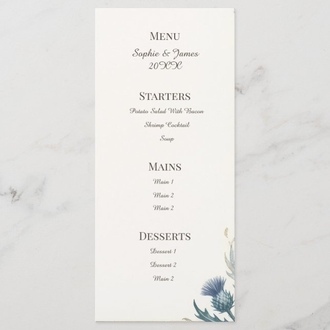 Menu Celtic sarcelle foncé  (Devant)
