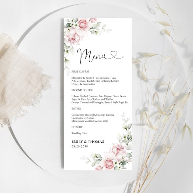 Menu Cérémonie de Mariage Roses Roses Roses Roses  (Créateur téléchargé)