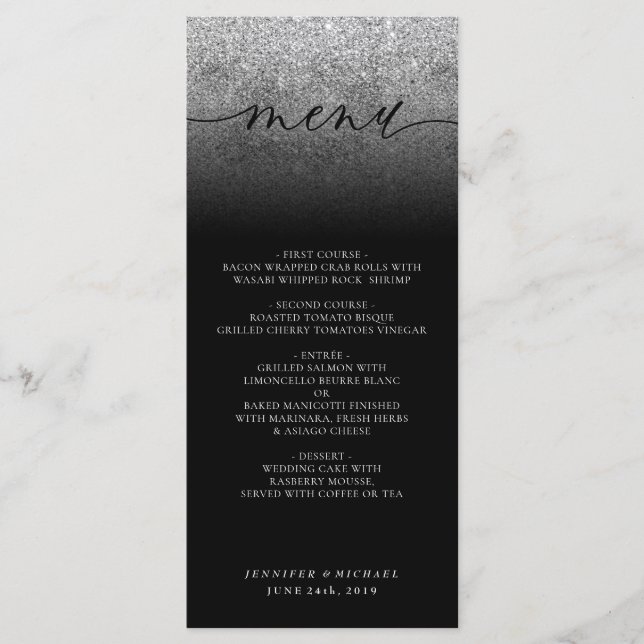 Menu Cérémonie de mariage scintillante Dîner (Devant)