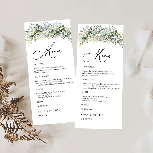 Menu Cérémonie Mariage Florale de verdure (Créateur téléchargé)