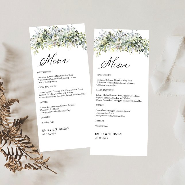 Menu Cérémonie Mariage Florale de verdure (Créateur téléchargé)