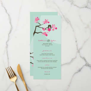 Menu Cerisiers Roses Fleurs de Sakura Amour Oiseaux Mar