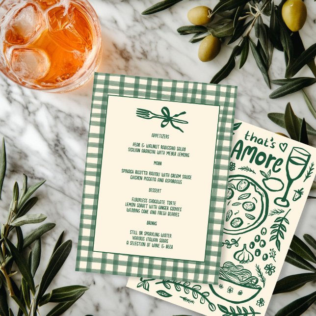 Menu C'est Amore Fantaisiste Nourriture Boisson Italien (That's Amore Whimsical CUSTOM Italian Food Drink Menu Wedding Shower Party
)