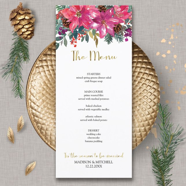 Menu C'est la saison pour se marier Hiver Rose Noël (Créateur téléchargé)