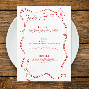 Menu C'est l'Amour Fantaisiste Dessin à la Main Chic It