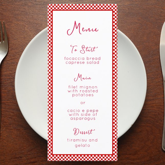 Menu "C'est l'Amour" Imprimé Carreaux Rouges Rustique I (Créateur téléchargé)