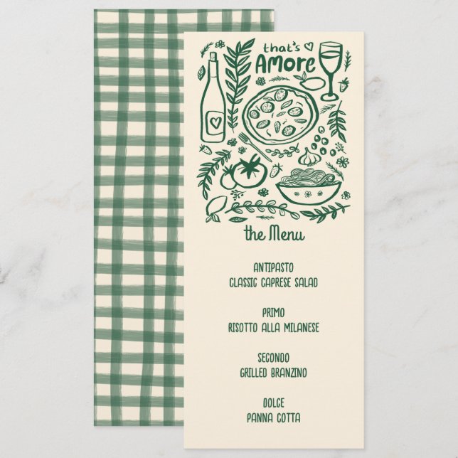 Menu C'est l'Amour PERSONNALISÉ Nourriture italien (Devant / Derrière)