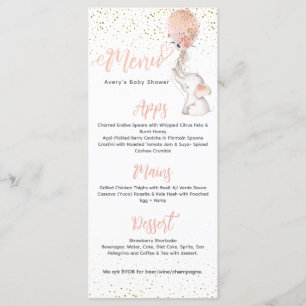 Menu C'est une fille simple Eléphant & Baby shower de b