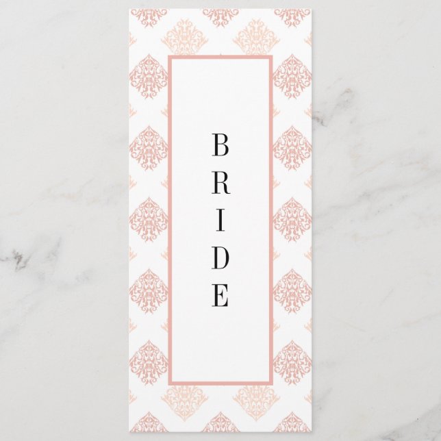 Menu Chaise réservée au doux blush pêche damassé (Devant)