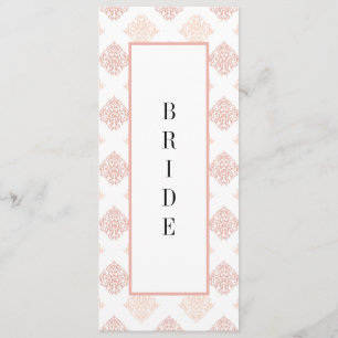 Menu Chaise réservée au doux blush pêche damassé