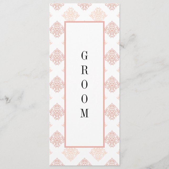 Menu Chaise Réservée Soft Peachy Blush Damask (Devant)