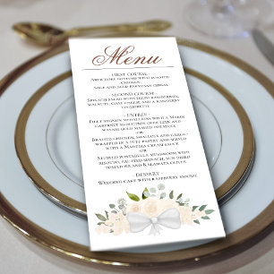 Menu Champagne Pêche Aquarelle Florale Mariage élégant