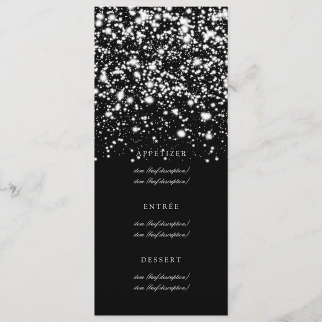 Menu Charme de minuit de mariage d'argent élégant de (Devant)