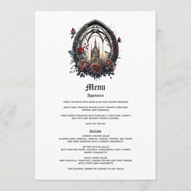 Menu Château de fantasy sombre fenêtre gothique mariage (Devant)