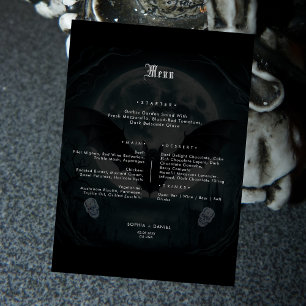 Menu Chauve-souris crâne simple Cuisine Mariage gothiqu