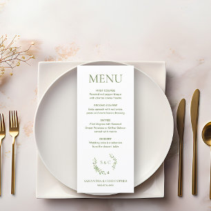 Menu Chic Aquarelle couronne Monogramme mariage crête