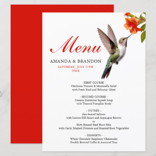 Menu Chic colibri et Mariage de fleurs orange