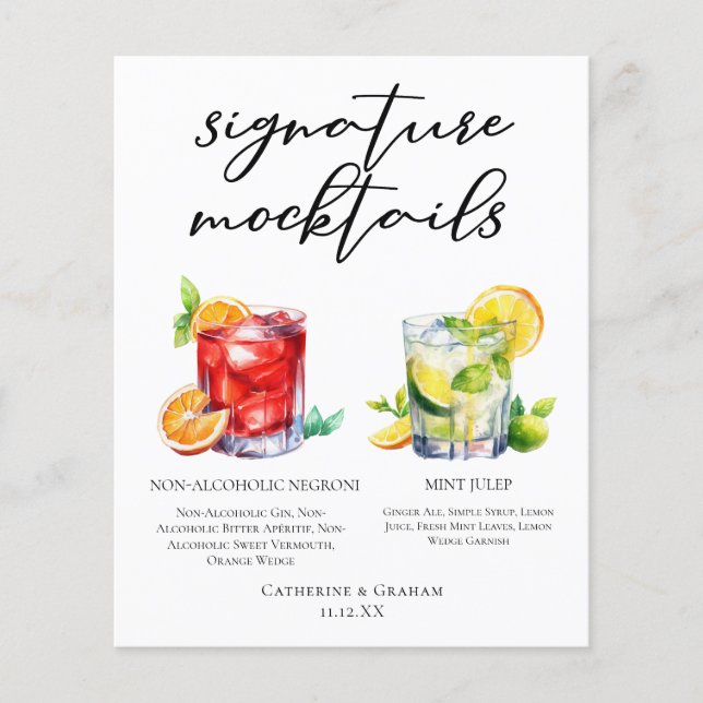 Menu Chic de Mocktails de Mariage Negroni Mint Jul (Devant)
