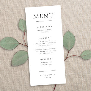 Menu Chic Elegant Minimaliste Type Mariage Réception