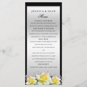 Menu Chic Elegant Rose Mariage argent