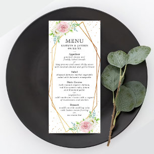 Menu Chic Géométrique Mariage floral à huile d'or